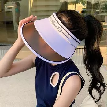 8189 Sun Hat Easiest for Match Topless Hat K-style Fashion Big Brim Sun Hat Spring and Summer Outdoor Ladies New Milk White