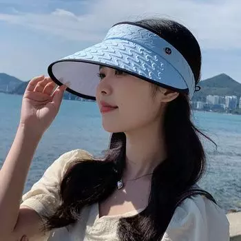 8192 Summer New Arrival Sun Protection Hat M Small Big Brim Topless Hat Children s Outdoor Face Logo Casual All-Matching Sun Hat Blue