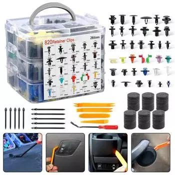 820/925 шт. автомобильный комплект пряжек в коробке, ремонтный винт бампера, заклепки, автомобильные инструменты для снятия заклепок, универсальный набор деталей кузова салона автомобиля