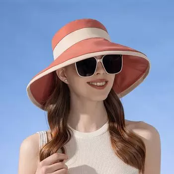 8226 Fashion Big Brim Fisherman Hat Summer Sun Hat Children s Fashion Bowknot Beach Sun Protection Sun Hat New Arrival Orange