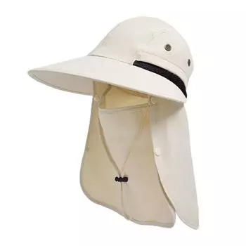 8227 Sun Hat Men s Summer Sun-Proof Bucket Hat Big Brim with Mask Shawl Sun Hat Women s Outdoor Climbing Hat Beige