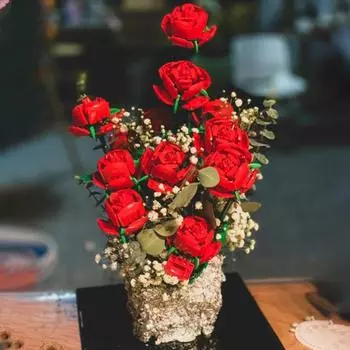 822 шт., цветы роз, совместимые с 10328, строительные искусственные цветы, игрушки, букет для девочек, строительные блоки, праздничный подарок