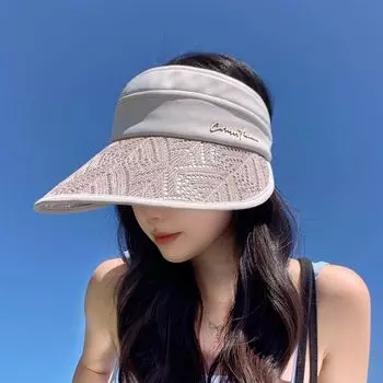 8252 Hat Brim Cut Out New Arrival Topless Hat Summer Outdoor Big Brim Sun-Proof Sun Protection Hat Fashion Korean Hat Female Fashion Gray