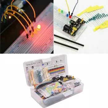 830 точек соединения макетной платы кабель соединительный провод резистор конденсатор светодиод потенциометр зуммер транзистор комплект для Arduino UNO R3 комплект