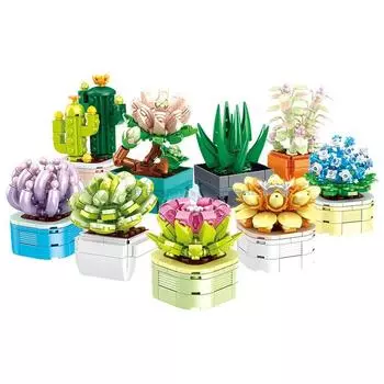 832PCS Succulent Potted Plant Building Blocks Creative Cactus Model DIY Puzzle Bricks Toy for Home Decor Gift for Girls Adults