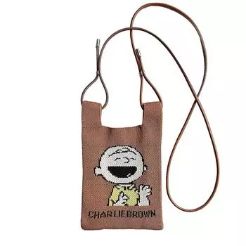 8339 Snoopy SNOOPY Мини-тоут с плечевым ремнем IP Baby Lou PEANUTS Коричневый [Rootote] (Чарли Браун)