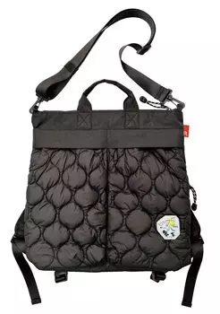 8407 Snoopy Fluffy Quilted Vertical 3WAY Большая вместительная сумка-тоут IP Theoru Puff Peanuts 9R [Routeto] (01 черный)