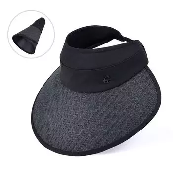 8436 Summer Outdoor Sun Protection Sun Hat Female Black Glue Big Brim Topless Hat Easiest for Match Face-Looking Small Sun Hat Tide Black