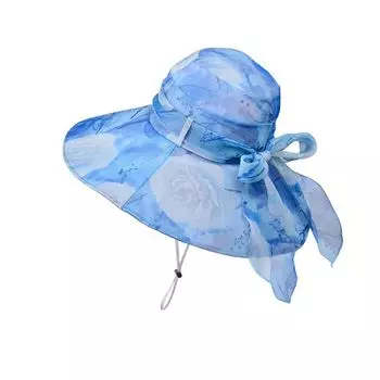 8453 New Sunscreen Hat Sun-Shade Fisherman Hat Fashion Breathable Spring and Summer Middle-Aged Women s Big Brim Sun Hat Blue