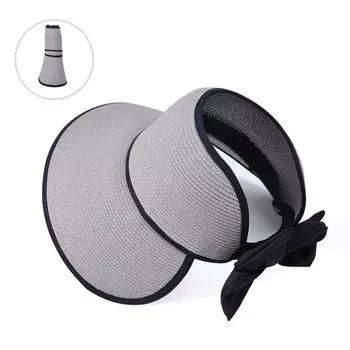 8480 Children s Fashion Big Brim Topless Hat Summer Sun Protection Sun Hat Outdoor Foldable Beach Straw Sun Hat Grey