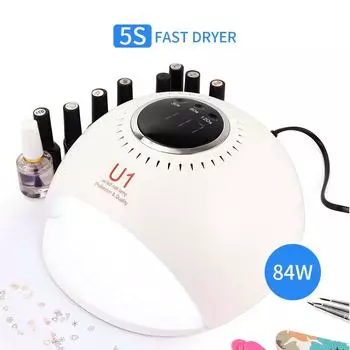 84W Smart UV LED Лампа для сушки ногтей 5S Быстросохнущая 42PCS Светодиодная лампа для отверждения гель-лака для ногтей Маникюрный аппарат