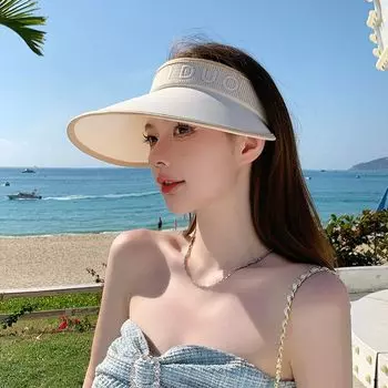 8507 Summer Sun Hat Fashion Big Brim Sun Protection UV Protection Sun Hat Outdoor Sports Topless Hat Children Champagne Rice