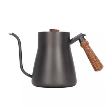 850ml Coffee Drip Kettle Stainless Steel Thin Mouth with Wood Handle Coffee Tea Pot for Home Cafe L