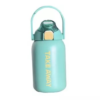 850ml Insulated Water Bottle Large Capacity with Bounce Cap Straw Winter Insulated Cup for Outdoor зелёный
