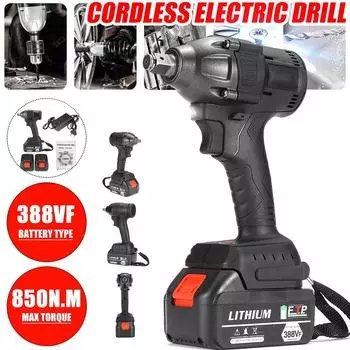 850N.m 388vf Бесщеточный беспроводной электрический ударный гайковерт Электроинструменты Литиевая батарея 22890Amh Адаптируется к батарее Makita 18 В 1 x Battery