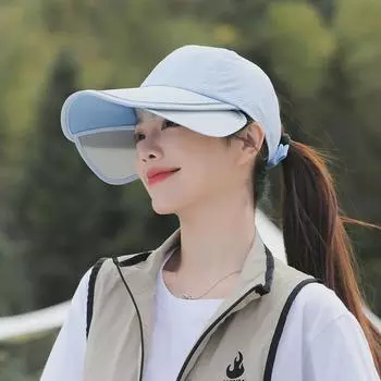 8543 Sun Protection Hat Children s Summer Duck Tongue Retractable Big Brim Outdoor Sports Sunhat Quick-Drying Waterproof Baseball Cap Sky Blue