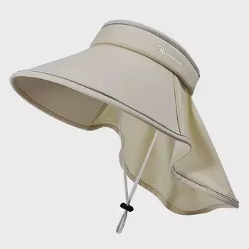 8546 Summer Outdoor Cool Feeling Topless Hat Big Brim Shawl Integrated Sun Hat Easiest for Match Fashion Sun Protection Hat Children Khakis