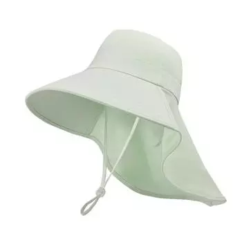 8555 Summer Outdoor Sun Protection Sun Hat K-style Easiest for Match Big Brim Fisherman Shawl Hat Hat with Ponytail Hole for Women Light green