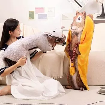 85/110 см мультяшный забавный волк в овечьей шкуре плюшевая игрушка кукла белка в желтом халате игрушки для детей подарок на день рождения декор комнаты 85cm