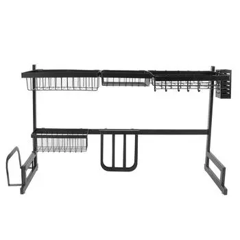 85 см сушилка для посуды для раковины из нержавеющей стали, полка для сушки посуды, органайзер для кухонных принадлежностей, черная