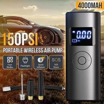 85 Вт Автомобильный воздушный компрессор Надувной насос со светодиодной лампой для мотоцикла велосипеда автомобиля Накачка шин Мини беспроводной электрический воздушный насос