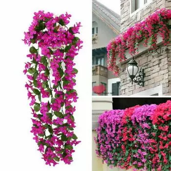 85cm Artificial Wisteria Fake Flowers Vine For Hanging Basket Wedding Outdoor Decor 190*Flower Heads Hanging Wall Fake Flowers красный