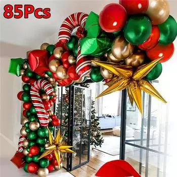 85шт Рождественская коробка Конфеты Воздушные шары Арка Гирлянда Конус Взрыв Звезда Рождественское украшение для вечеринки 85pcs