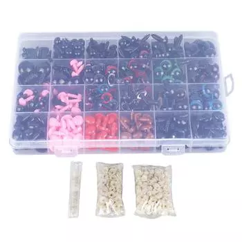 868 шт. безопасные глаза и носы, набитые крючком, глаза с шайбами, кукольные глаза и нос для вязания крючком