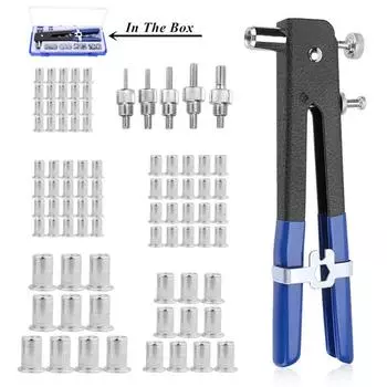 86 шт., ручной заклепочник, гайка, заклепочный пистолет, комплект M3-M8, ручная резьбовая гайка, набор инструментов, гайки из нержавеющей стали, метрическая резьба для винтов