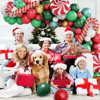 87 шт. Рождественские воздушные шары, гирлянда, арочный комплект, красочные, отличная эластичность, толстые, герметичные, противовзрывные, праздничные новогодние украшения для рождественской вечеринки разноцветный