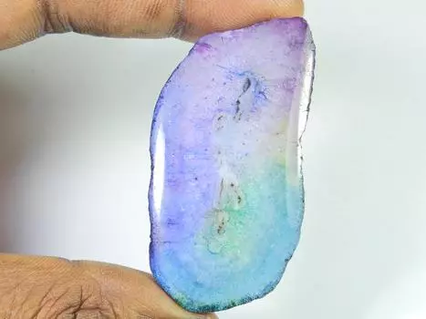 87Cts. Драгоценный камень Радужный Солнечный Кварц Окрашенный Друзи Агат Срез 29X53X05 ММ SK-1072