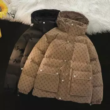 8809B Утепленная хлопковая куртка с капюшоном и множеством карманов для юных студентов 4XL