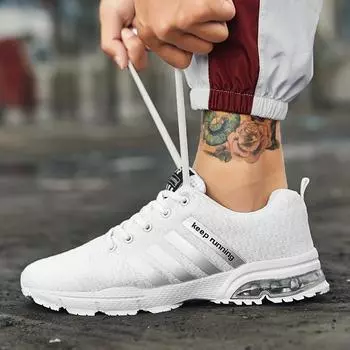 8877 мужские кроссовки классические кроссовки с низким верхом сетчатая поверхность легкая воздушная подушка пружинная повседневная спортивная обувь большой размер 39 белый
