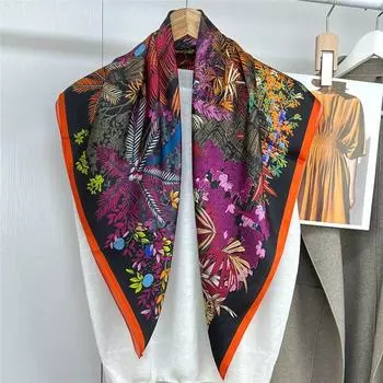 88*88 см 100% шелк тутового шелкопряда масляная живопись напечатанный цветочный садовый узор квадратный шарф шаль шейный платок 88*88cm