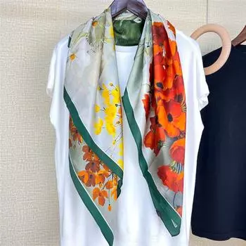 88*88 см 100% шелковица шелк ретро мозаичный цвет садовый узор квадратный шарф тонкий солнцезащитный пляжное полотенце шаль шейный платок 88*88cm