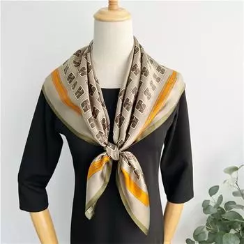 88*88 см квадратный шелковый шарф женский модный принт маленький шейный платок офисный женский пояс для волос носовой платок женский платок шаль 88*88CM золотой