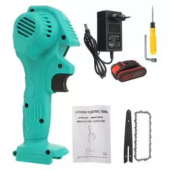 88 В 6 дюймов Мини Электрическая Цепная Пила Обрезка Цепная Пила С 2 шт. Литиевой Батареей Деревообработка Обрезка Одноручный Садовый Инструмент 3000 Вт 1 x battery