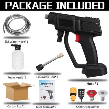 88V 1000W Электрический пистолет для мойки автомобиля Мойка высокого давления Пенная насадка Для ухода за авто Беспроводная портативная мойка Only machine