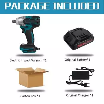 88VF 680NM 7500 мАч Электрический бесщеточный ударный гайковерт Перезаряжаемый торцевой ключ 1/2 дюйма Беспроводной электроинструмент с аккумулятором 1x Battery