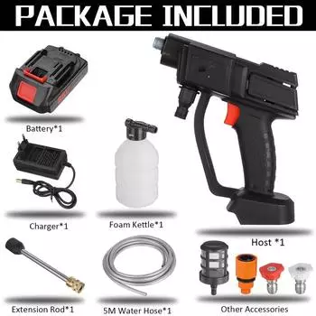 88VF Мойка высокого давления для автомобиля Водяная насадка Очистительная машина Аккумуляторная Мойка высокого давления Распылители воды для аккумулятора 18 В 1*Battery