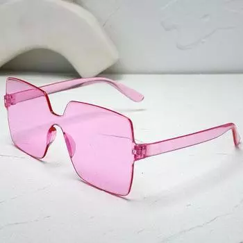 89 новых солнцезащитных очков без оправы, цельные, прозрачные, с резиновыми линзами, европейские и американские, квадратные очки карамельного цвета, интегрированные в морские детали