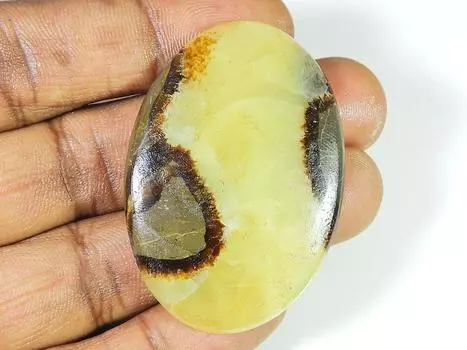 89Cts. Натуральный желтый септарный овальный кабошон россыпью драгоценный камень 34X50X05 мм RQ-1223