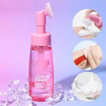 8.07OZ Rose Cleansing Foam Facial Cleansing Foam Deep Cleansing With Brush Head 240ML One Size