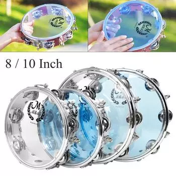 8 / 10-дюймовый ручной барабан с колокольчиком и ударным инструментом из нержавеющей стали с двойными рядами Jingles 10 Inch Blue