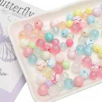 8/10 мм, 30 шт./более, акриловые бусины, бусины из земляничного дерева, треснутые круглые бусины для изготовления ювелирных изделий, фурнитура «сделай сам» 8mm 50pcs