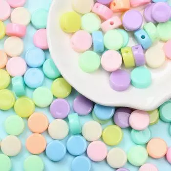 8/10 мм DIY ювелирные аксессуары, кремовые плоские бусины, модная система, браслет, ожерелье, круглые 200 шт., аксессуары цвета макарон 8mm разноцветный