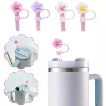 8/10 мм соломенный чехол с изображением цветков вишни, пылезащитные соломенные наконечники, соломенная насадка для цветов бегонии, стакан 10mm жёлтый/белый