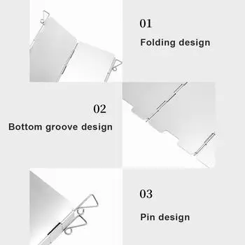 Складная газовая плита на 8/10 пластин с ветрозащитным экраном и сумкой для хранения, ветрозащитный экран из алюминиевого сплава для походной плиты