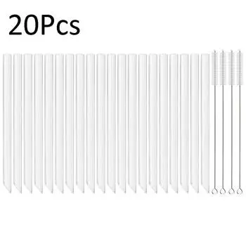 8/12/14 мм высокая боросиликатная стеклянная трубочка 10/20 шт многоразовые экологически чистые питьевые трубочки набор Bubble Tea смузи барные аксессуары