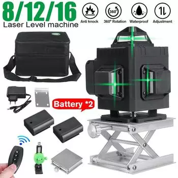 8/12/16 линий, зеленые лазерные уровни, 360 горизонтальных и вертикальных перекрестных линий с автоматическим самовыравниванием, мощный лазерный луч 8 Lines